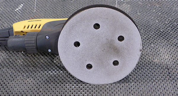 An image of a sanding disc beginning to clog
