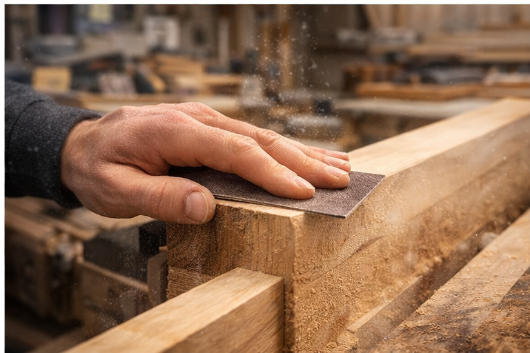 Hand sanding an edge to control rounding