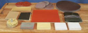 Sandpaper assortment on a work bench