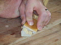 Sanding molding using our custom profile sanding block