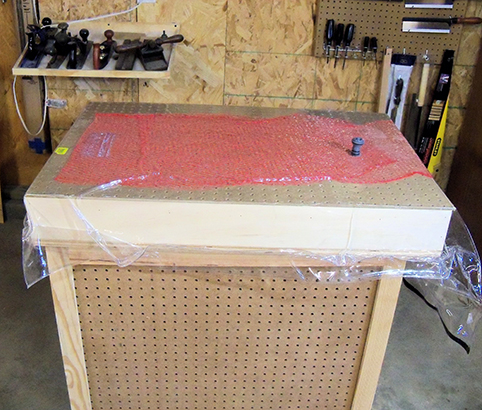 Clamping the Top on the Tortion box for Downdraft Sanding Station - Image courtesy of Bagnall LLC